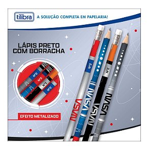 Lápis Preto Redondo com Borracha N.2 Nasa TILIBRA 402940