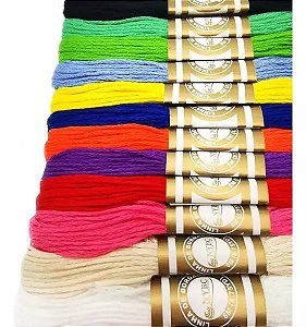 Kit 12 Meadas Linhas Para Bordado Ponto Cruz
