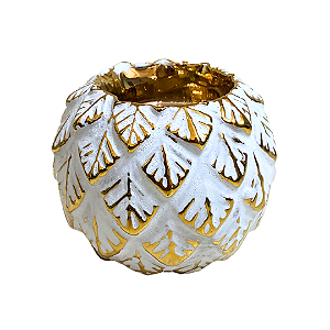 Porta Velas Folhas Dourado 7cm