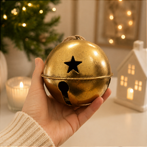 Bola Guizo Natal Ouro Velho 10cm Cromus