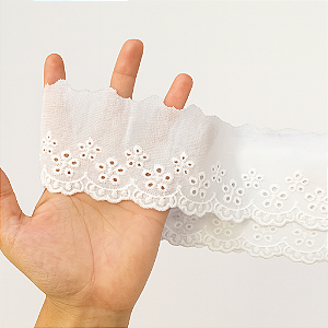 Bordado Inglês 100% Algodão Branco 6cm C/ 13.70m
