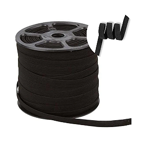 Elástico Chato Dorlytex 7mm Preto Rolo 100m