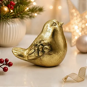 Decoração Natalina Passarinho Ouro Velho