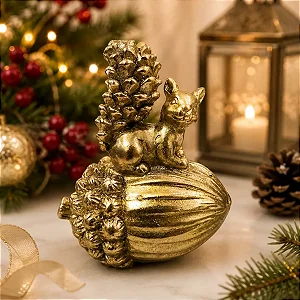 Decoração Natalina Esquilo Ouro Velho