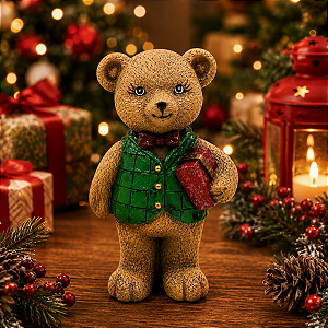 Enfeite Urso Natal Cromus 12cm Para Decoração