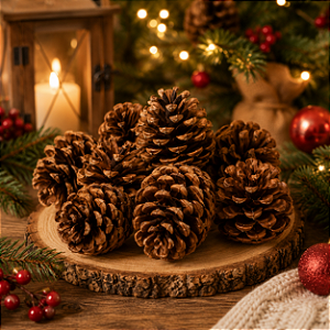 Conjunto 12 Pinhas Secas Decoração De Natal