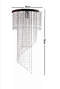 Lustre Cristal Acrílico Espiral 75cm Base 35cm P 1 Lâmpada