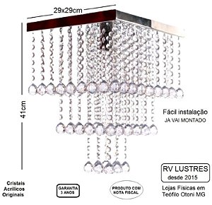 Lustre De Cristal Acrilico Sweetcrillic 29x29 Perfeito!!