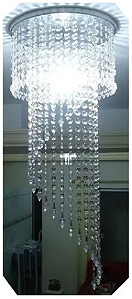 Lustre Cristais Acríl. Espiral 75cm sala / hall