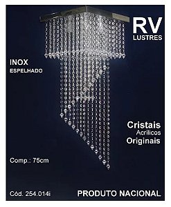 Lustre Art. Crist Acril Espiral 75cm Base29x29 Inox 254.014i