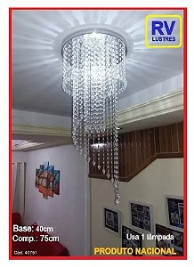 Lustre Espiral Crist Acril Base 40cm 75cm P/ 1 Lamp 40751