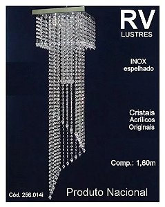 Lustre Crist. Acric 1,60m Inox Espelhb Espiral 256.014i