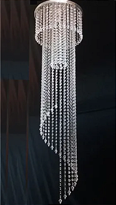 Lustre De Cristais Acríl Espiral 1,0m Base 35cm 1lâmp