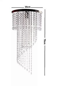 Lustre De Cristais Acrilicos Hall Sala Quarto Escada Grande 75cm
