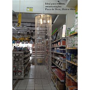 Lustre para Ornamentação Bifê Festas 2,5m placa 40cm corrente 50cm