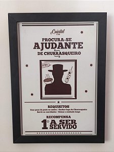 Quadro MDF - Procura-se Ajudante de Churrasqueiro
