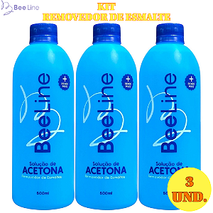 KIT 3 Bee line removedor de esmalte a base de acetona 500ml