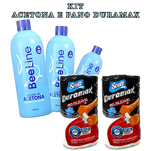 kit 3 und Removedor de esmalte 500ML Bee line 2 und Pano Rolo Multiuso Duramax