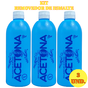 KIT 3 Removedores De Esmalte A Base De Acetona Monaly 500ml
