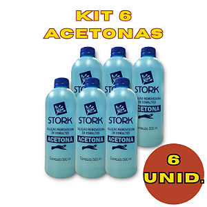 KIT 6 Removedores De Esmalte A Base De Acetona Stork 500ml
