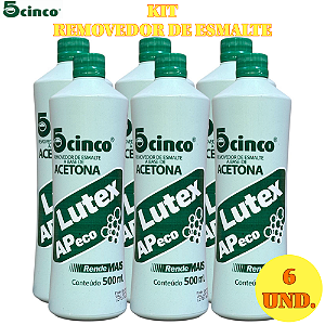 Kit 6 Removedor de Esmalte 500ml | Lutex Acetona | Limpeza Profunda | Uso Profissional
