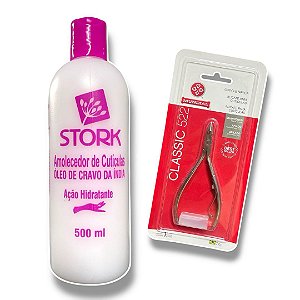 Kit Amolecedor de cutícula 500ml Stork incluso alicate 522 Mundial