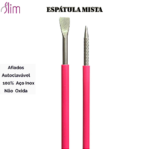 Espátula Mista emborrachada manicure Açox inox