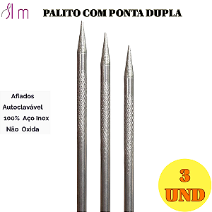 Kit 3 und Palito para cutícula com ponta Dupla Açox inox
