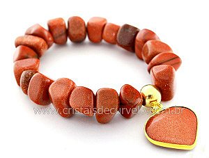 10 Pulseira Com Coração Pedra do Sol Fio Silicone ATACADO