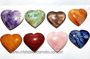 20 Coração Pedras Misto Natural 4 a 6 cm ATACADO