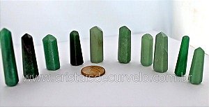 100 Mini Pontinha Gerador Quartzo Verde ou Aventurina Verde Lapidado Tamanho 2.5 Cm