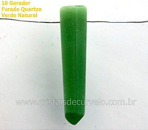 10 Mini Pontinha Quartzo Verde Furado Para Pingente de Colar Furo Vazado Lateral 25 a 35mm Atacado
