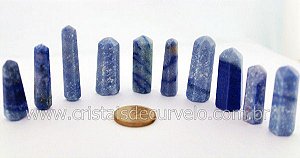 10 Mini Pontinha Quartzo Azul Pedra Extra Natural 25 a 35mm Atacado