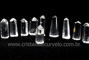 10 Mini Pontinha Quartzo Cristal Furado Para Pingente de Colar Furo Vazado Lateral 25 a 35mm Atacado