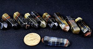10 Bi Terminado OLHO DE FALCAO Pedra Extra Lapidado Bi Ponta Tamanho 2.5  Cm
