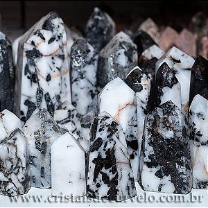 01 kg Ponta Turmalina Incrustada Quartzo branco ATACADO