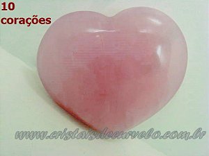 Lembrança de Casamento 10 Corações Quartzo Rosa Tamanho 5 cm ATACADO