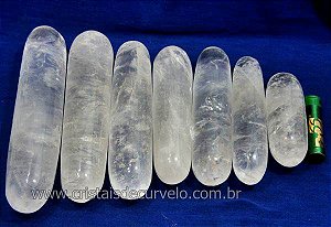 5 Massageador Roliço Quartzo Cristal 8 a 12cm Atacado Cod 275840