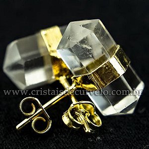 03 Brinco Micro Bi Ponta Envolto MISTO  Banho Dourado ATACADO