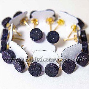 05 Brinco Button Pedra Estrela Azul Montagem Dourado