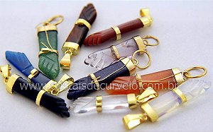 100 Pingente Misto Figa Pedras Diversas Montagem Banho Prata