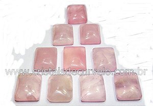 10 Retangulo Cabochao pra Pingente Pedra Quartzo Rosa Furado Calibrado 15 x 20 MM