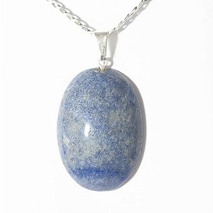 50 Pingente Cabochão QUARTZO AZUL Pedra Natural Pino Banho Prata ATACADO