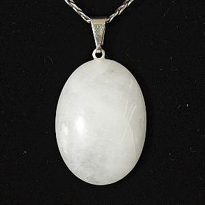 50 Pingente Cabochão QUARTZO LEITOSO Pedra Natural Pino Banho Prata ATACADO