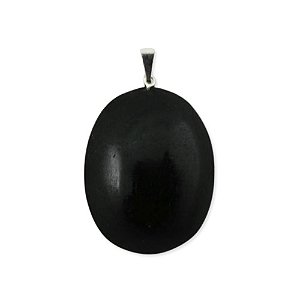 05 Pingente Cabochão Quartzo Preto Pedra Natural Pino Banho Prata Atacado