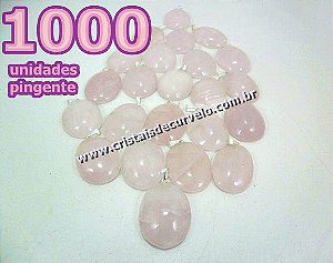 1000 Pingente Cabochão Quartzo Rosa Pedra Natural Pino Prateado