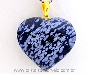 10 Pingente Coraçao OBSIDIANA FLOCOS DE NEVE Pino Dourado ATACADO