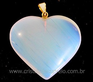 03 Pingente CORAÇÃO OPALINA ou Pedra da Lua Montagem Banhado Dourado ATACADO