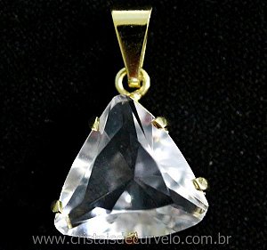 03 Pingente Trillion Pedra Cristal Cachinha e Garras Reforçado Banho Flash Dourado REF 14.9 ATACADO