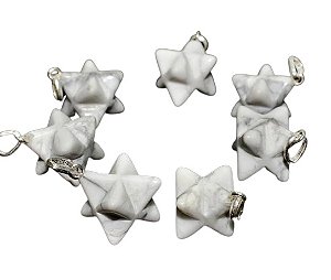 10 Pingente Merkabah Pedra Howlita Branca Pino Prata 950 Atacado